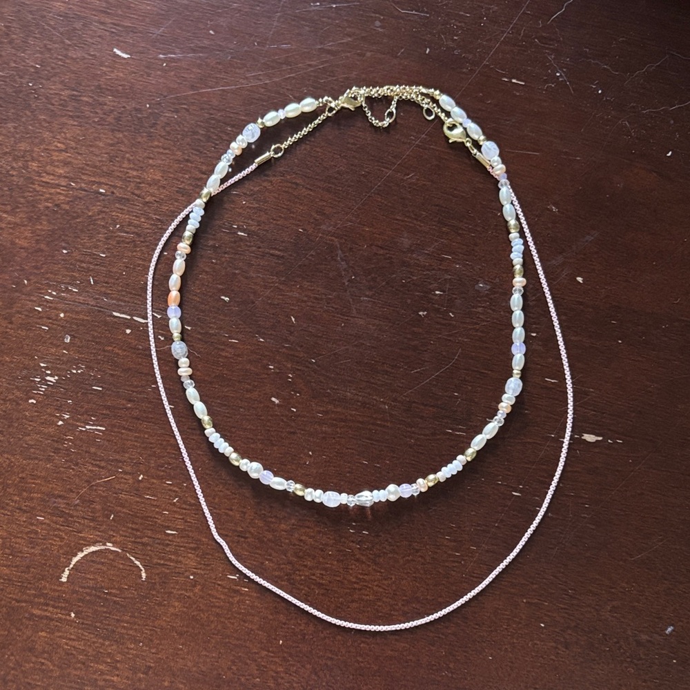 Elegant Pearl, Pink and Gold Necklace Set - Picture 3 of 6